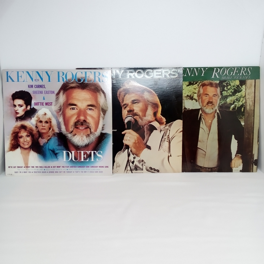 Kenny Rogers Lot Of 3 Vinyl Records Greatest Hits, Share Your Love, Duets Tested
